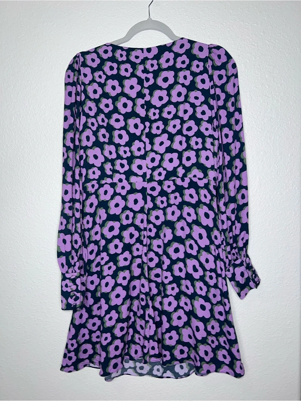 Kate Spade New York Flaire Flora Fluid Mini Dress Purple Puff Sleeves Size 6